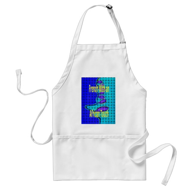 French Blue African Woven Abstract Purple Shape Adult Apron (Front)
