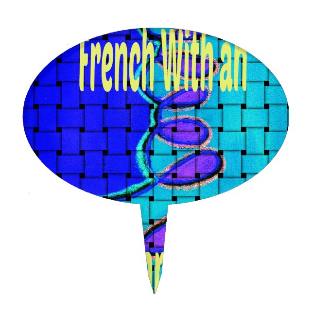 French Blue African Woven Abstract Purple Shape Cake Topper (Front)