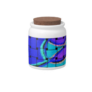 French Blue African Woven Abstract Purple Shape Candy Jar