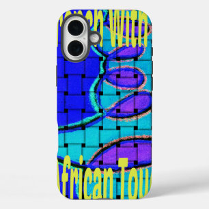 French Blue African Woven Abstract Purple Shape iPhone 16 Plus Case