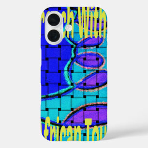 French Blue African Woven Abstract Purple Shape iPhone 16 Case
