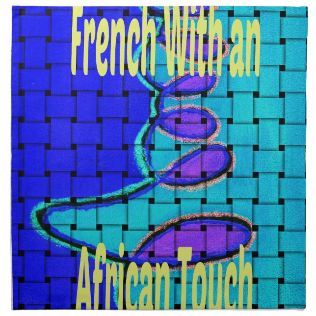 French Blue African Woven Abstract Purple Shape Cloth Napkin (Front)