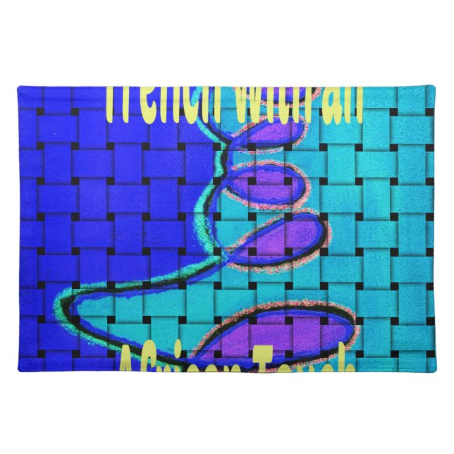 French Blue African Woven Abstract Purple Shape Cloth Placemat (Front)
