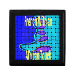 French Blue African Woven Abstract Purple Shape Jewelry Box
