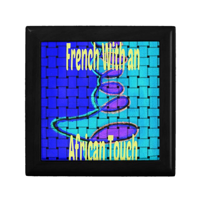 French Blue African Woven Abstract Purple Shape Jewelry Box (Front)