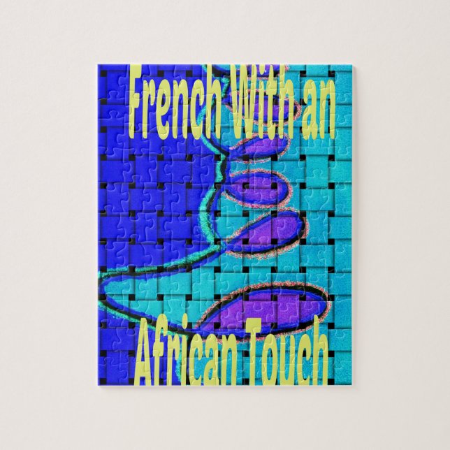 French Blue African Woven Abstract Purple Shape Jigsaw Puzzle (Vertical)