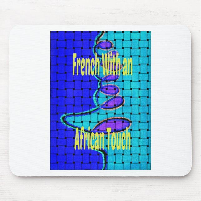 French Blue African Woven Abstract Purple Shape Mouse Pad (Front)