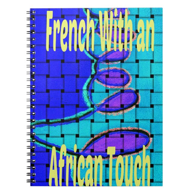 French Blue African Woven Abstract Purple Shape Notebook (Front)