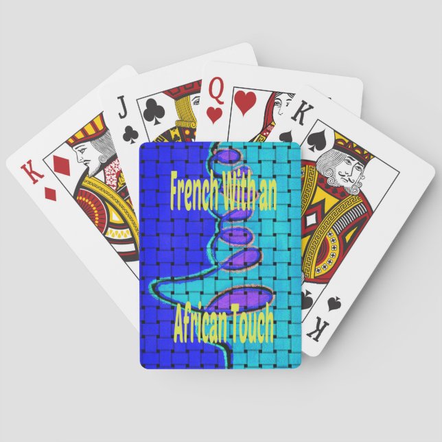 French Blue African Woven Abstract Purple Shape Poker Cards (Back)