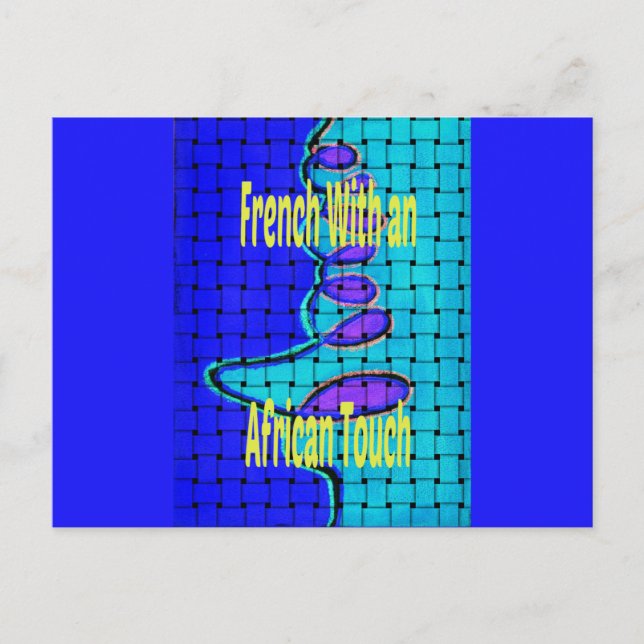 French Blue African Woven Abstract Purple Shape Postcard (Front)