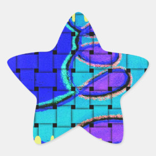 French Blue African Woven Abstract Purple Shape Star Sticker