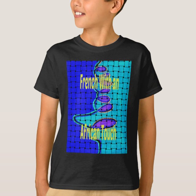 French Blue African Woven Abstract Purple Shape T-Shirt (Front)