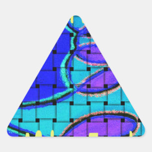 French Blue African Woven Abstract Purple Shape Triangle Sticker
