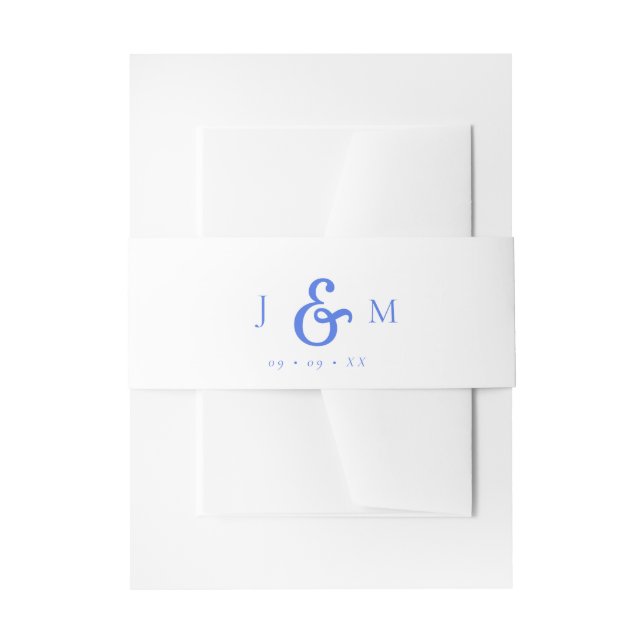 French Blue Ampersand Monogram Wedding Invitation Belly Band (Front Example)
