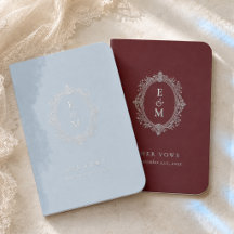 French Blue and Burgundy Monogram Crest Wedding