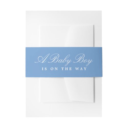 French Blue and White Baby Boy is on the Way Invitation Belly Band