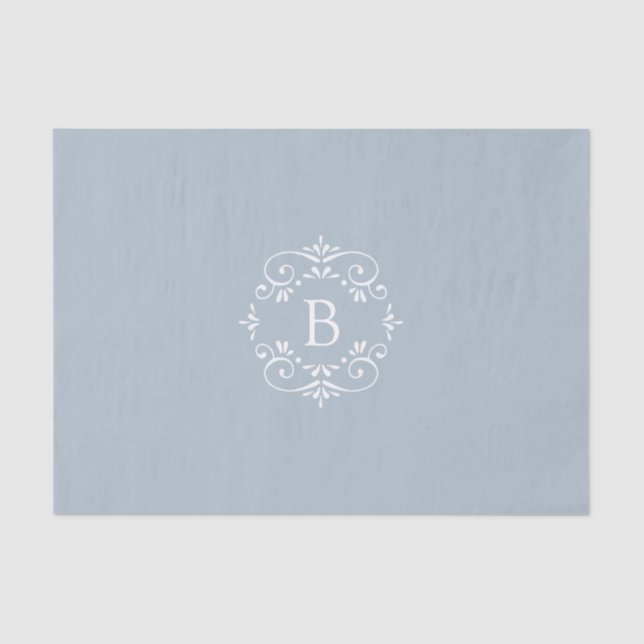 French Blue and White Elegant Monogram Tissue Paper (Front)