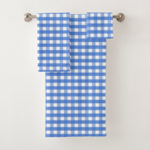 French Blue and White Gingham Bath Towel Set