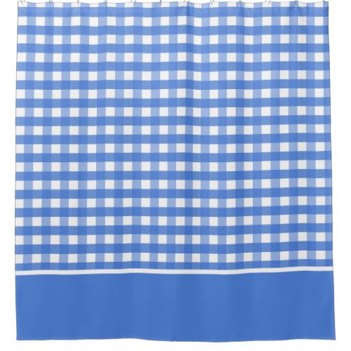 French Blue and White Gingham Checks Shower Curtain