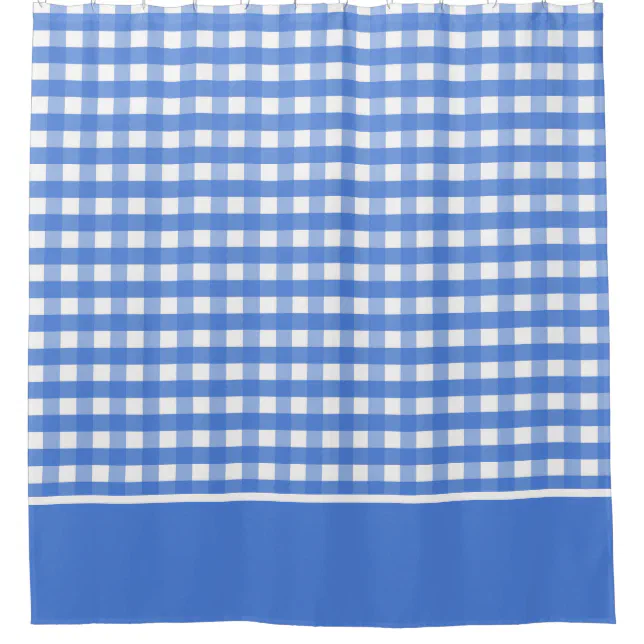 French Blue and White Gingham Checks Shower Curtain | Zazzle