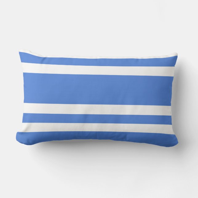 French Blue and White Stripes Lumbar Pillow (Front)
