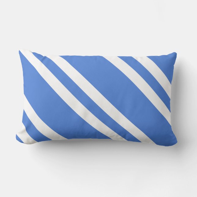 French Blue and White Stripes Lumbar Pillow (Front)