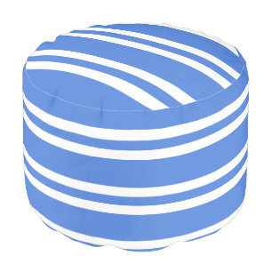 French Blue and White Stripes Pouf
