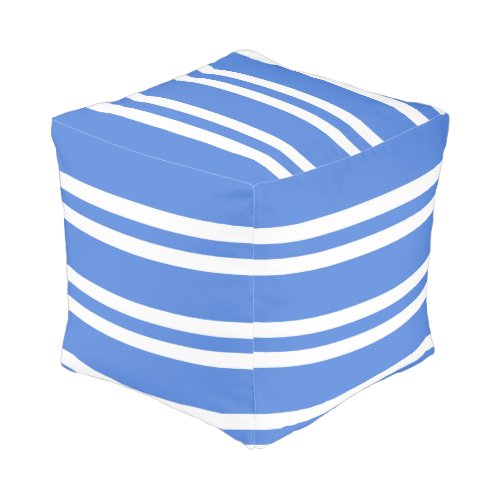 French Blue and White Stripes Pouf