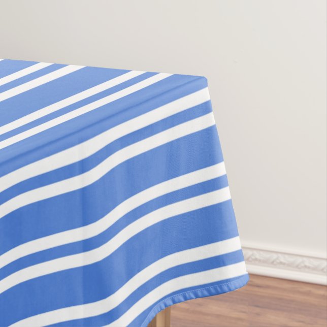 French Blue and White Stripes Tablecloth (In Situ)