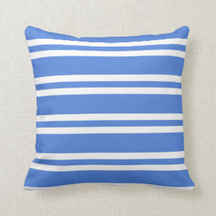 French Blue and White Stripes Throw Pillow