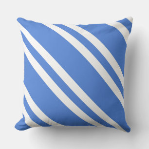 French Blue and White Stripes Throw Pillow