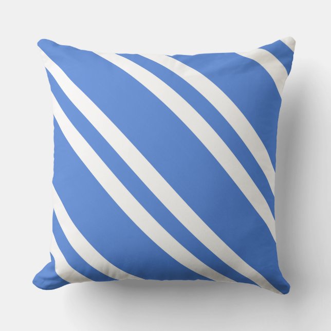 French Blue and White Stripes Throw Pillow (Front)