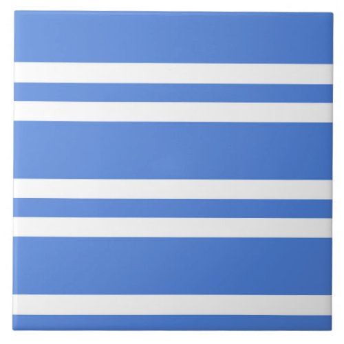 French Blue and White Stripes Tile