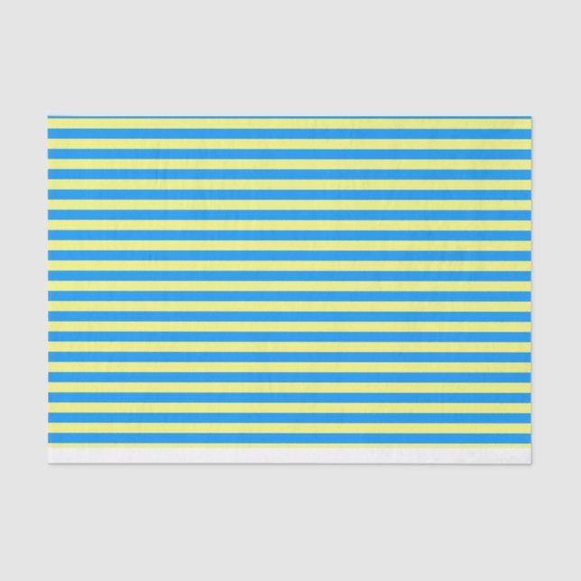 French Blue and Yellow Stripes Tissue Paper (Front)