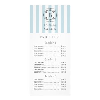 French Blue Awning Stripes Price List Menu by Oasis_Landing at Zazzle
