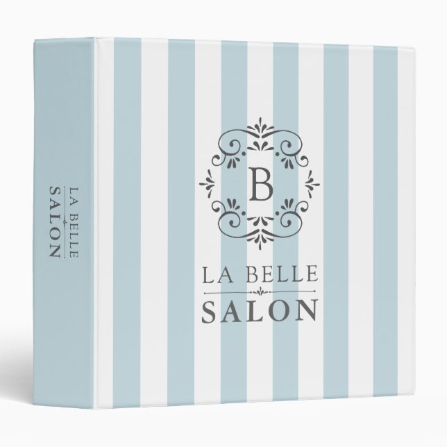 French Blue Awning Stripes with Monogram Logo Binder (Front/Spine)