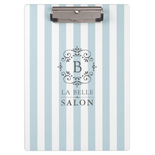 French Blue Awning Stripes with Monogram Logo Clipboard