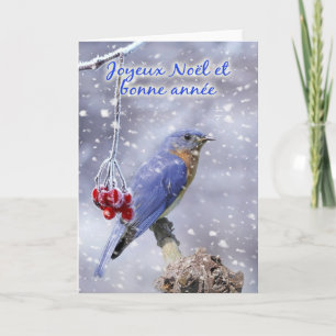 French - Blue Bird Christmas Greeting Card