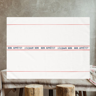 French Blue Bon Appétit & Red Striped Tablecloth