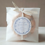 French Blue Botanical Wreath Wedding Favor Classic Round Sticker<br><div class="desc">Elegant botanical vintage style French Blue Wreath,  wedding thank you favor sticker.</div>