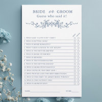 French Blue 'Bride or Groom' Bridal Shower Game
