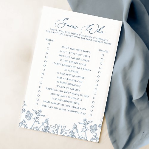 French Blue Chinoiserie Bridal Guess Who Game
