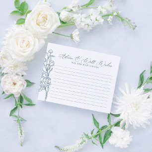 French Blue Chinoiserie Floral Bridal Advice Card