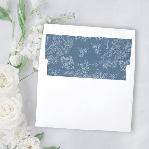 French Blue Chinoiserie Floral Bridal Shower Envelope Liner