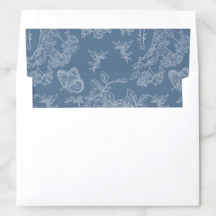 French Blue Chinoiserie Floral Bridal Shower Envelope Liner