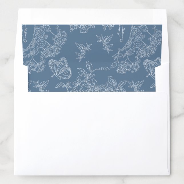 French Blue Chinoiserie Floral Bridal Shower Envelope Liner (In Envelope)