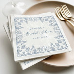 French Blue Chinoiserie Floral Bridal Shower Napkins<br><div class="desc">Transform your next bridal soiree into an affair to remember with these exquisite French Blue Chinoiserie Floral Bridal Shower Napkins. The vintage baroque floral print, in stunning shades of blue, evokes the romance of faraway lands and fairytale weddings. These ornate napkins infuse your event with the beauty and refinement of...</div>