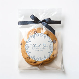 French Blue Chinoiserie Floral Bride Favor Sticker