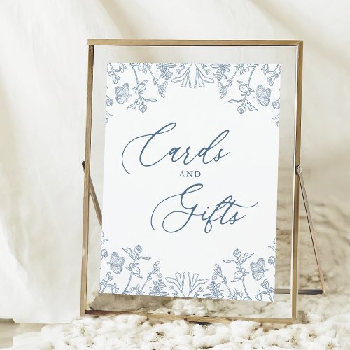 French Blue Chinoiserie Floral Cards and Gifts Poster