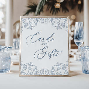 French Blue Chinoiserie Floral Cards and Gifts Poster